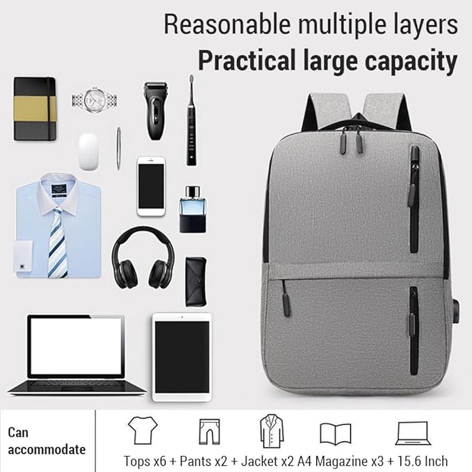 Men's Business Bag Set USB High Capacity Laptop Backpack Double Shoulder Bag USB ثلاث حقائب مع منفذ