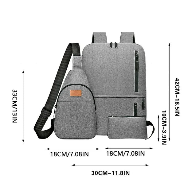 Sac à dos moderne pour les études et le voyage 3Pcs - حقيبة ظهر عصرية للدراسة والسفر – 3 قطع
