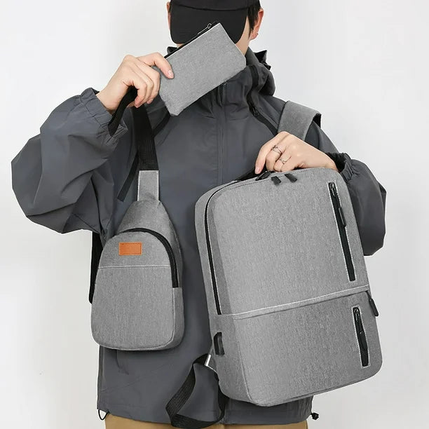 Sac à dos moderne pour les études et le voyage 3Pcs - حقيبة ظهر عصرية للدراسة والسفر – 3 قطع