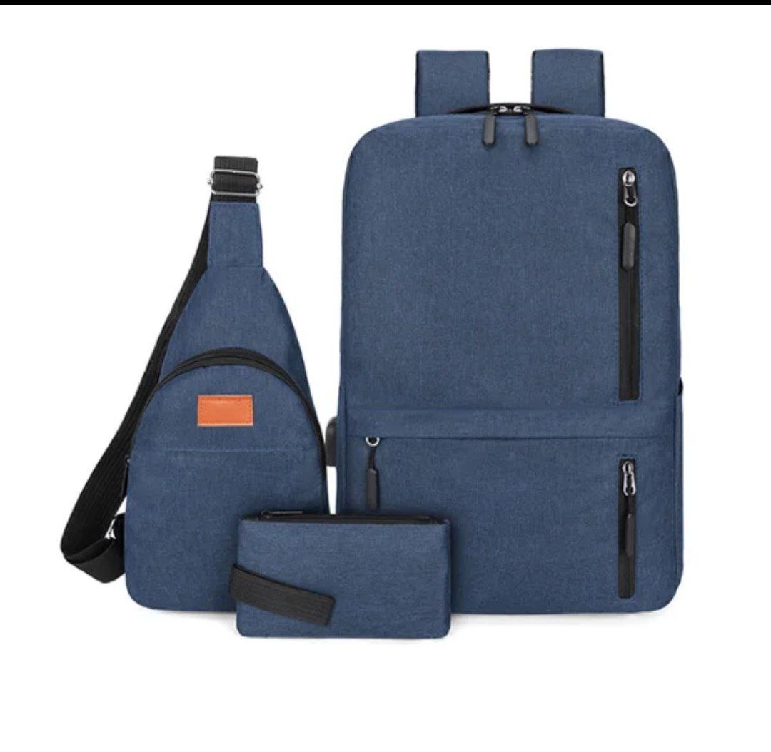 Sac à dos moderne pour les études et le voyage 3Pcs - حقيبة ظهر عصرية للدراسة والسفر – 3 قطع