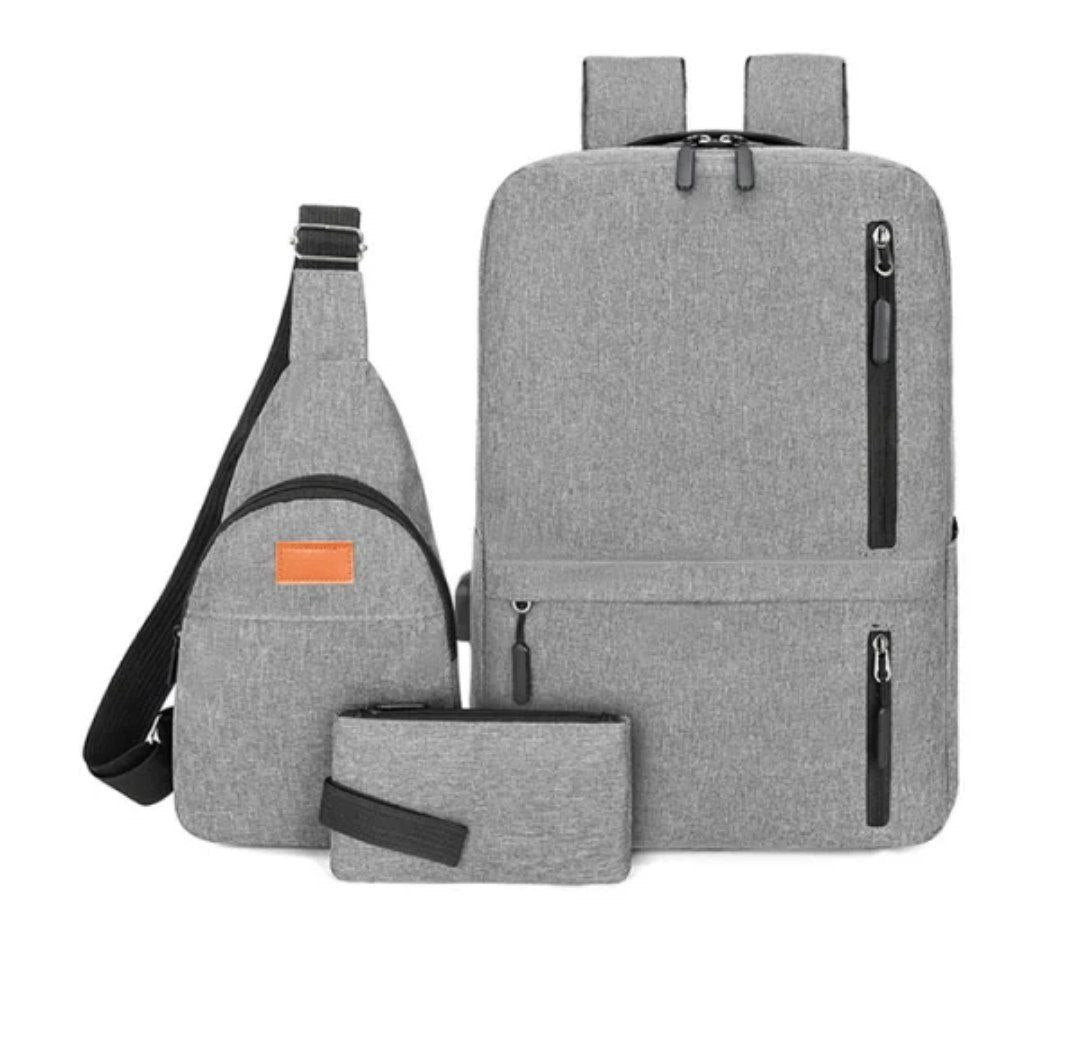 Sac à dos moderne pour les études et le voyage 3Pcs - حقيبة ظهر عصرية للدراسة والسفر – 3 قطع