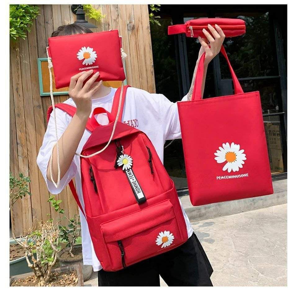 ✨ Ensemble de sacs coréens – 4 pièces au motif tournesol 🌻