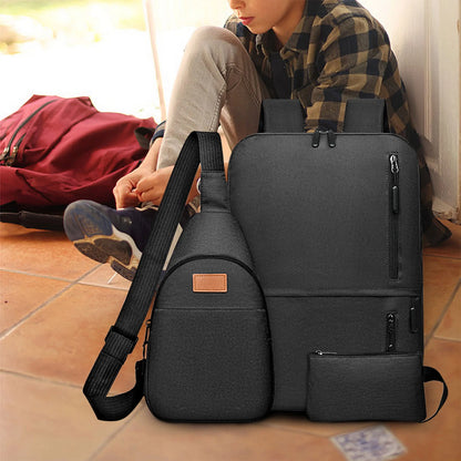 Sac à dos moderne pour les études et le voyage 3Pcs - حقيبة ظهر عصرية للدراسة والسفر – 3 قطع