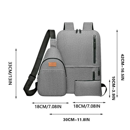 Sac à dos moderne pour les études et le voyage 3Pcs - حقيبة ظهر عصرية للدراسة والسفر – 3 قطع
