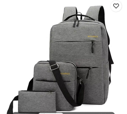 Sac à Dos Avec Port USB -3Pcs حقيبة ظهر مكونة من 3 قطع عملية