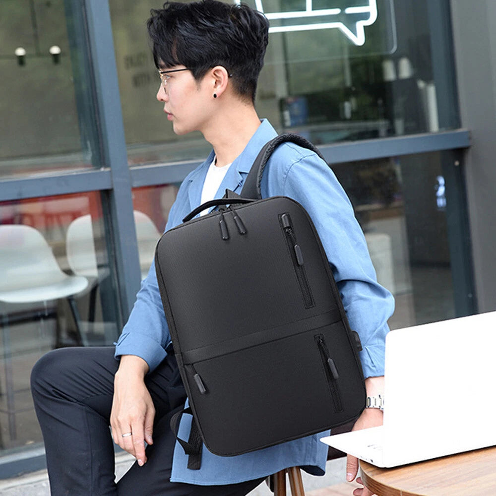 Men's Business Bag Set USB High Capacity Laptop Backpack Double Shoulder Bag USB ثلاث حقائب مع منفذ
